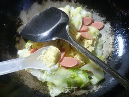 Make Ham sausage eggs and cabbage step 8