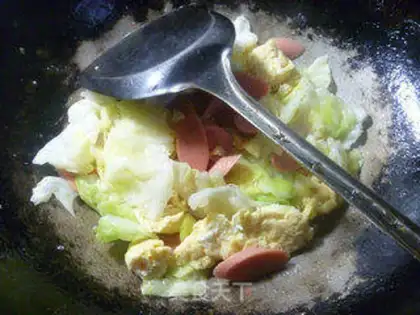 Make Ham sausage eggs and cabbage step 9