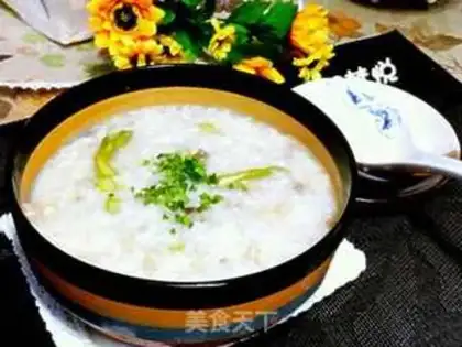Make Fresh vegetables and abalone congee step 12