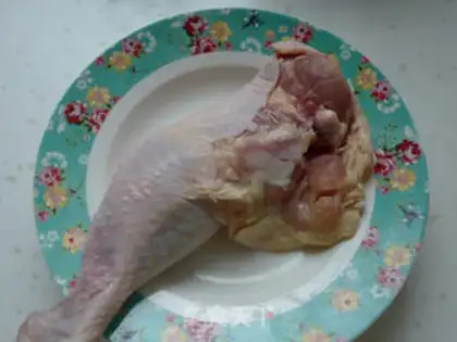 Make A chicken leg with mushrooms step 0