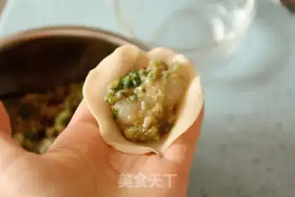 Make Shrimp pork celery dumplings step 16