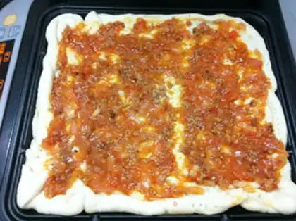 Make Homemade square pizza step 22