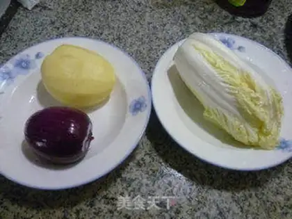 Make Onion onion potatoes, cabbage step 0