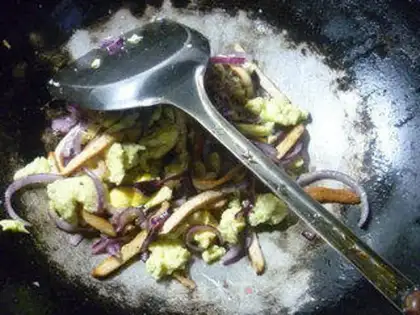 Make Scrambled onion fried eggs step 9