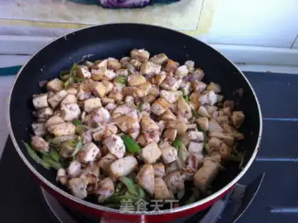 Make Shrimp onions fried tofu step 5