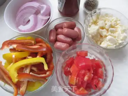 Make Tomato sausage pizza step 1