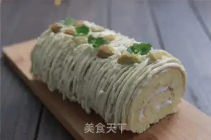 Make Montblanc Chestcake roll step 18