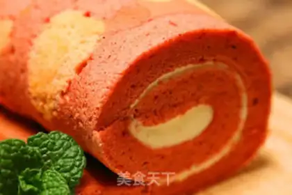 Make A red-coloured cake roll step 19
