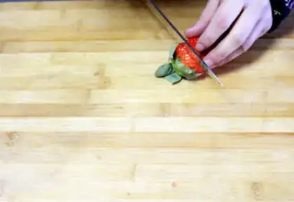 Make Strawberry Santa step 1