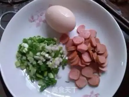Make Ham and egg fried rice step 0