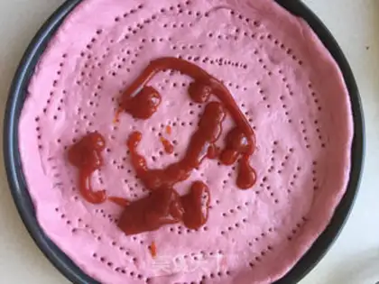 Make Pink heart pizza step 4