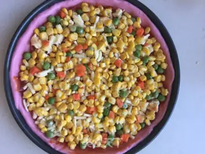 Make Pink heart pizza step 6