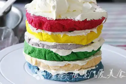 Make Rainbow cream birthday cake step 14