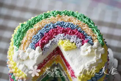 Make Rainbow cream birthday cake step 15