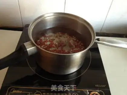 Make Peach gel, rice and beans step 3