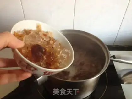 Make Peach gel, rice and beans step 4