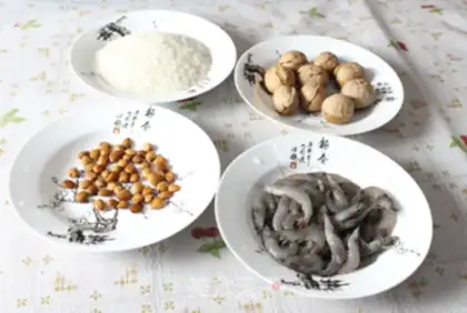 Make Shrimp walnut almond congee step 0