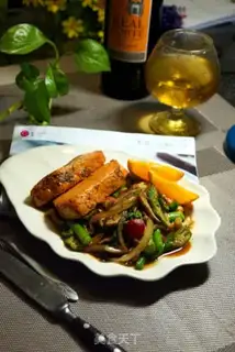 Make Burn the salmon with the vegetables step 5