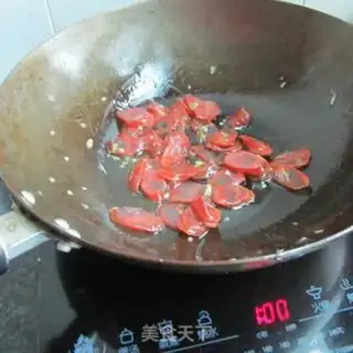 Make Garlic celery fried sausage step 2