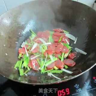 Make Garlic celery fried sausage step 5