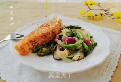 Make Burn the salmon with the vegetables step 9
