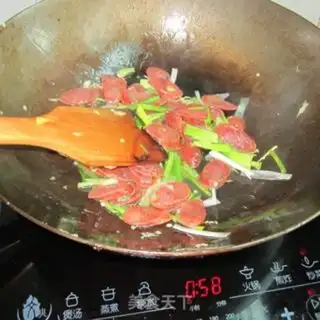 Make Garlic celery fried sausage step 7