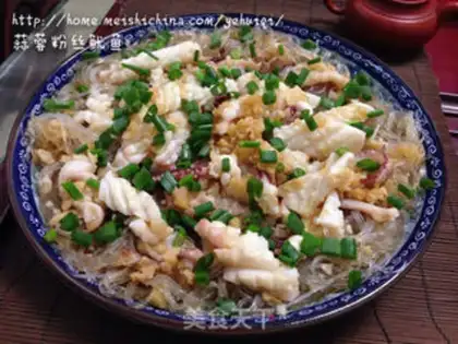 Make A fan of garlic steamed squid step 11