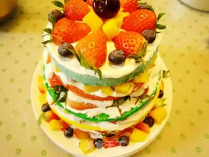 Make Rainbow naked cake step 26