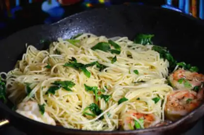 Make Wine and shrimp pasta step 13
