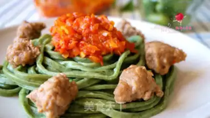 Make Noodle meatball spinach noodles step 7