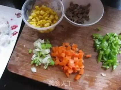 Make Corn beef fried rice step 1