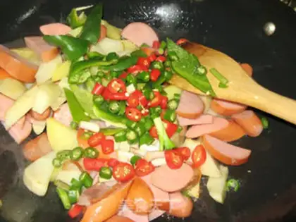 Make A casserole potato ham sausage step 8