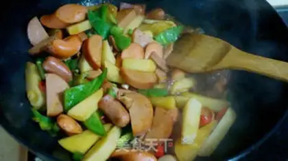 Make A casserole potato ham sausage step 9
