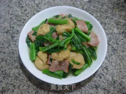Make Bacon pasta and oil and vegetables step 9
