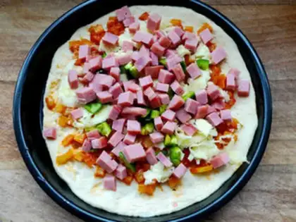 Make Potato ham and tomato pizza step 10