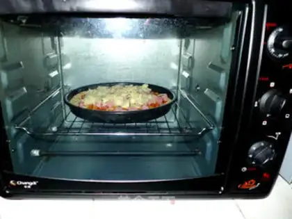 Make Potato ham and tomato pizza step 12