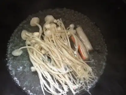 Make Gold pin mushrooms and crab sticks step 3