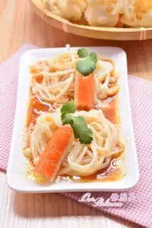 Make Gold pin mushrooms and crab sticks step 7