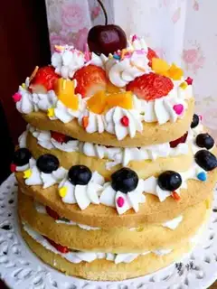 Make Cream fruit, naked cake step 17