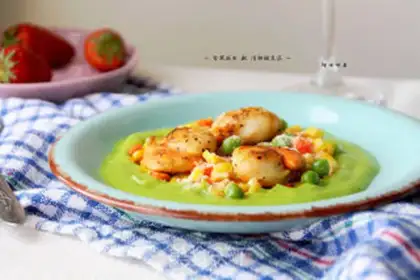Make Scallops with sweet pea mud step 13