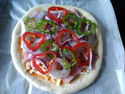 Make Shrimp bacon pizza step 9