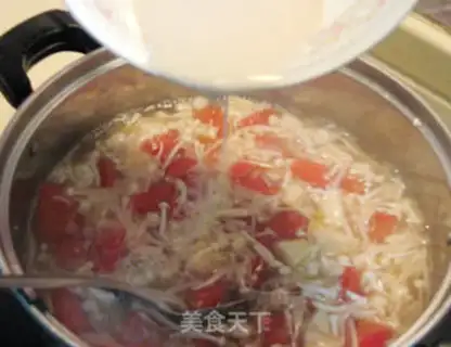 Make Gold needle tomato eggplant soup step 9