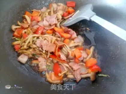 Make Crab mushroom fried bacon step 6