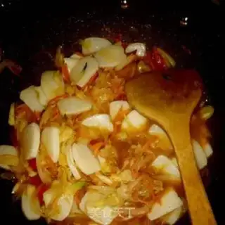 Make Hot fried rice cake step 7