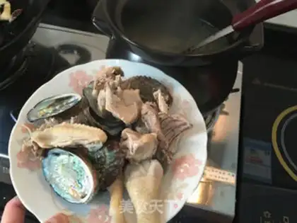 Make Porridge of chicken soup, twig, twig, shrimp step 7