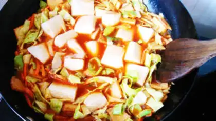 Make Hot fried rice cake step 7