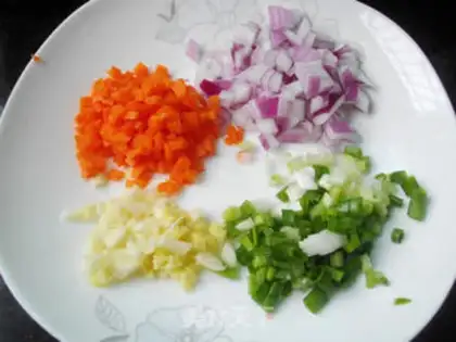 Make Soy bacon fried rice step 2