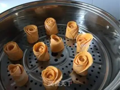 Make Pumpkin rose buns step 14