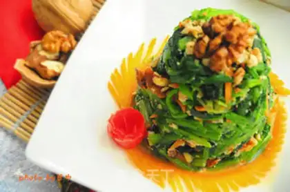 Make The pecan spinach tower step 9