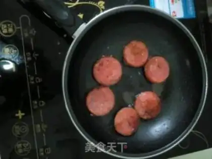 Make A ham sausage sandwich step 2